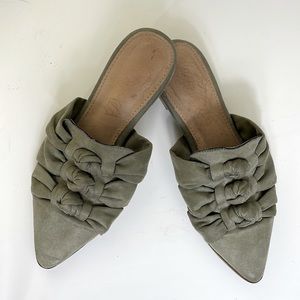 Mi.im Green olive Knotted mule slip ons leather size 6.5 sage